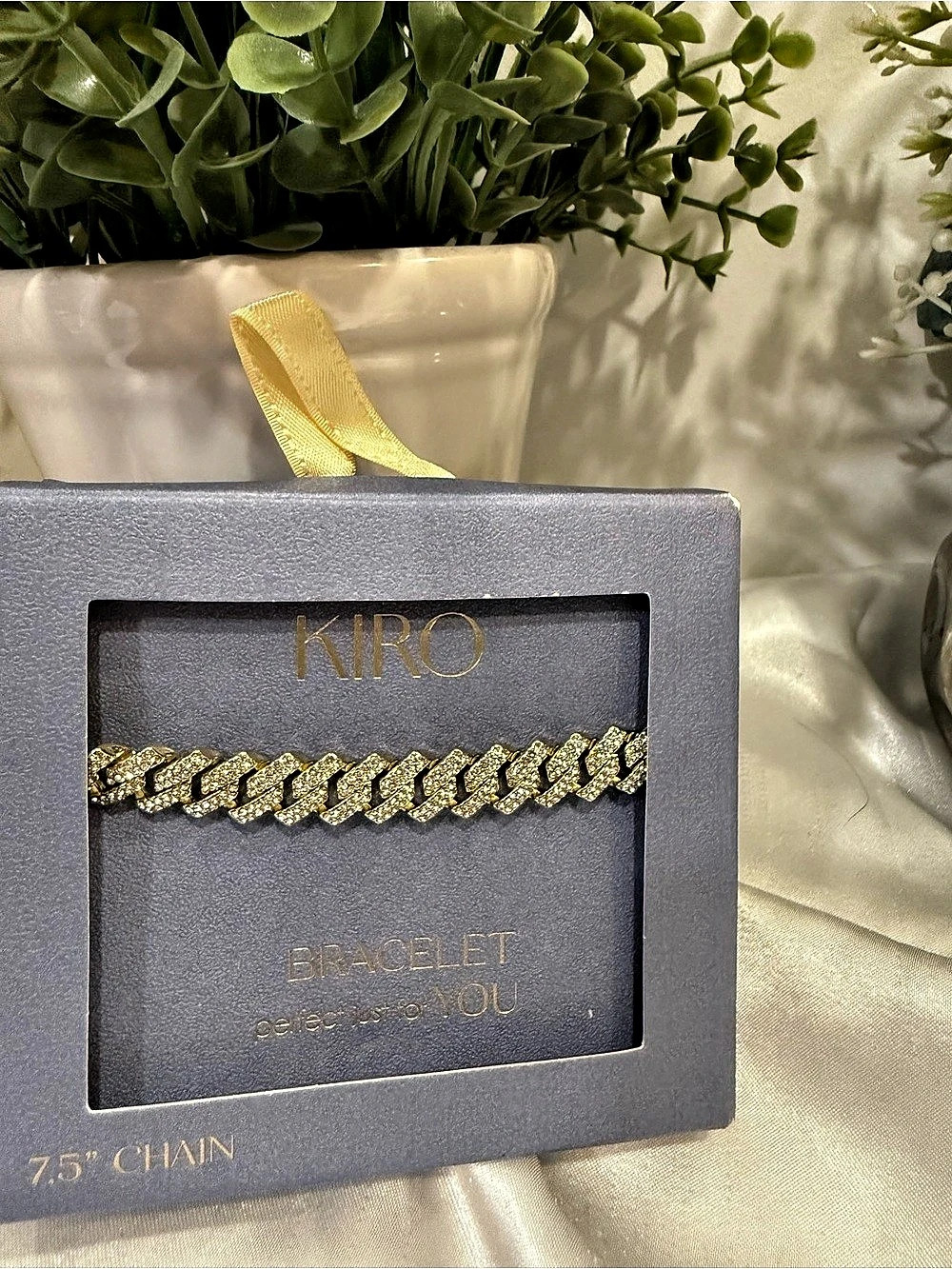 KIRO Bracelet Gold Color 7.5" Chain Gold Chain Bracelet